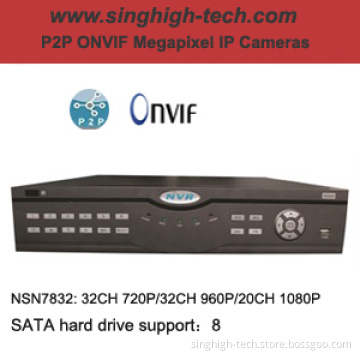2u 8SATA 32CH 720p 960p 1080P P2p Onvif DVR NVR (NSN7832)